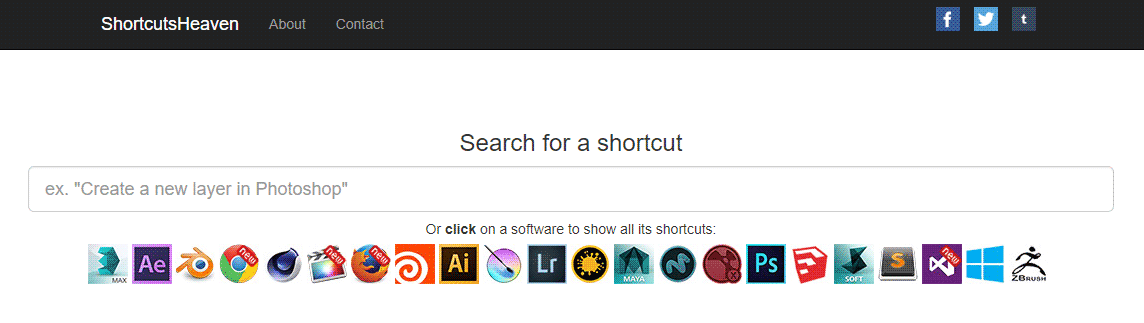 グラフィックソフトのショートカット検索サイト「ShortcutsHeaven」